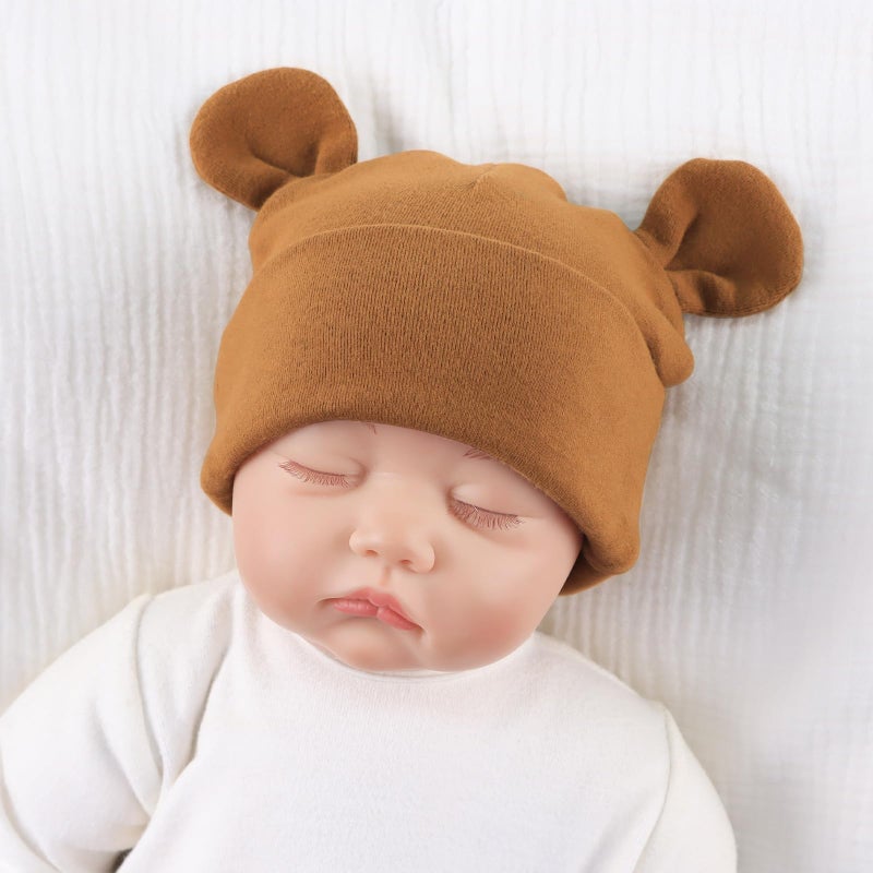 Pesaat قبعة مستشفى PESAAT لحديثي الولادة من 0 إلى 12 شهرًا من Preemie للأولاد والبنات قبعة صغيرة صلبة للأطفال الرضع في الخريف والشتاء (الولايات المتحدة، العمر، 0 أشهر، 6 أشهر، طبقة مزدوجة/4 عبوات-C) - Image 4